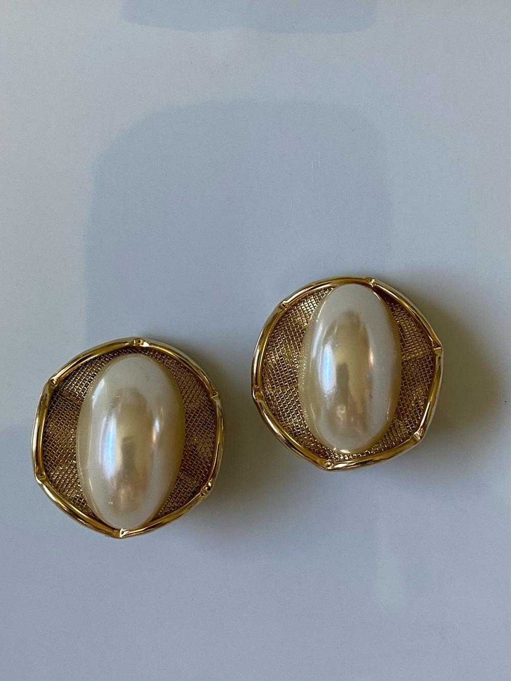 Gold Pearl Dome Clip-On Earrings - Women's Jewelry